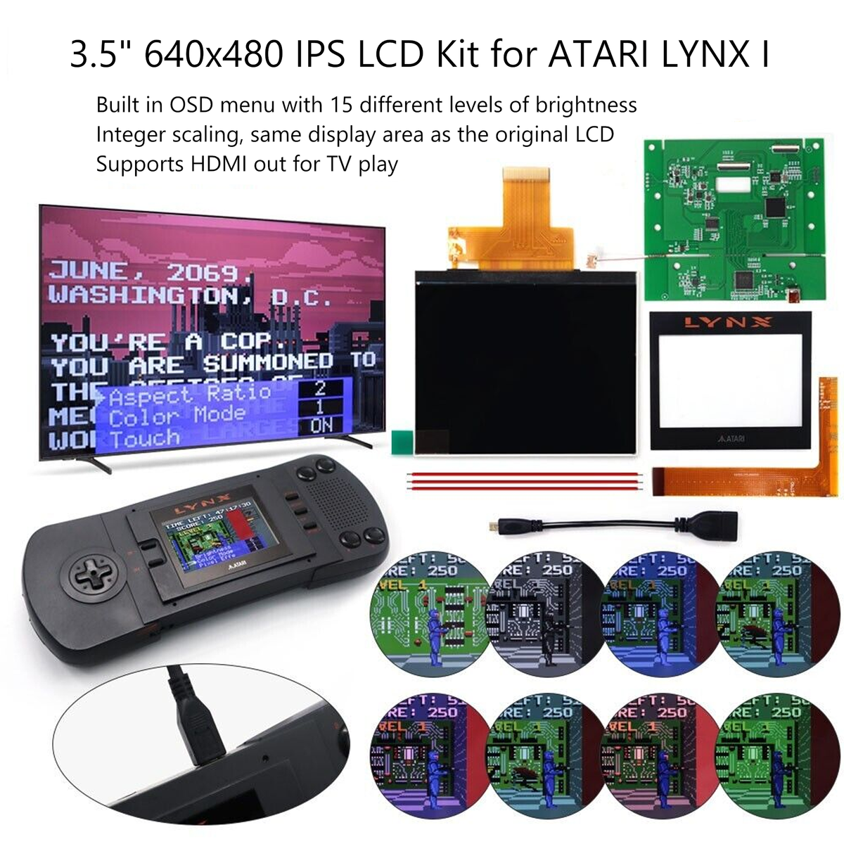 Replacement LCD and HDMI Out Kit for the Atari LYNX 1 – Retro Game Replacement LCD and HDMI Out Kit for the Atari LYNX 1 – Retro Game