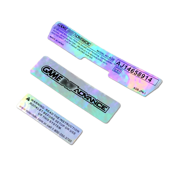 Game Boy Advance Silver Holographic Sticker Labels Set Of 3