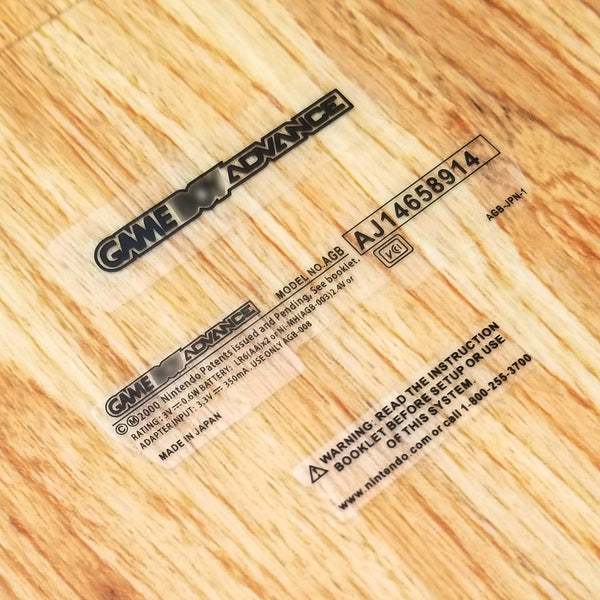 Game Boy Advance Transparent Sticker Labels Set Of 3