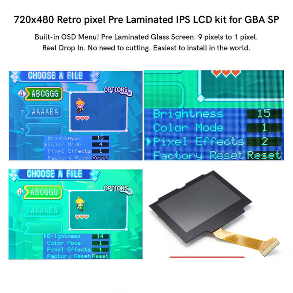 Game Boy Advance SP Drop In 720x480 IPS Backlight with OSD - Hispeedido