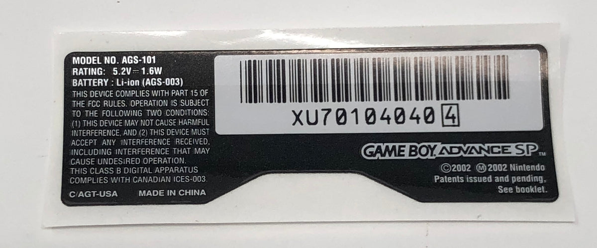 Replacement Sticker Label Tag Marking Sticker AGS-001 for Game Boy Advance  SP GBA SP