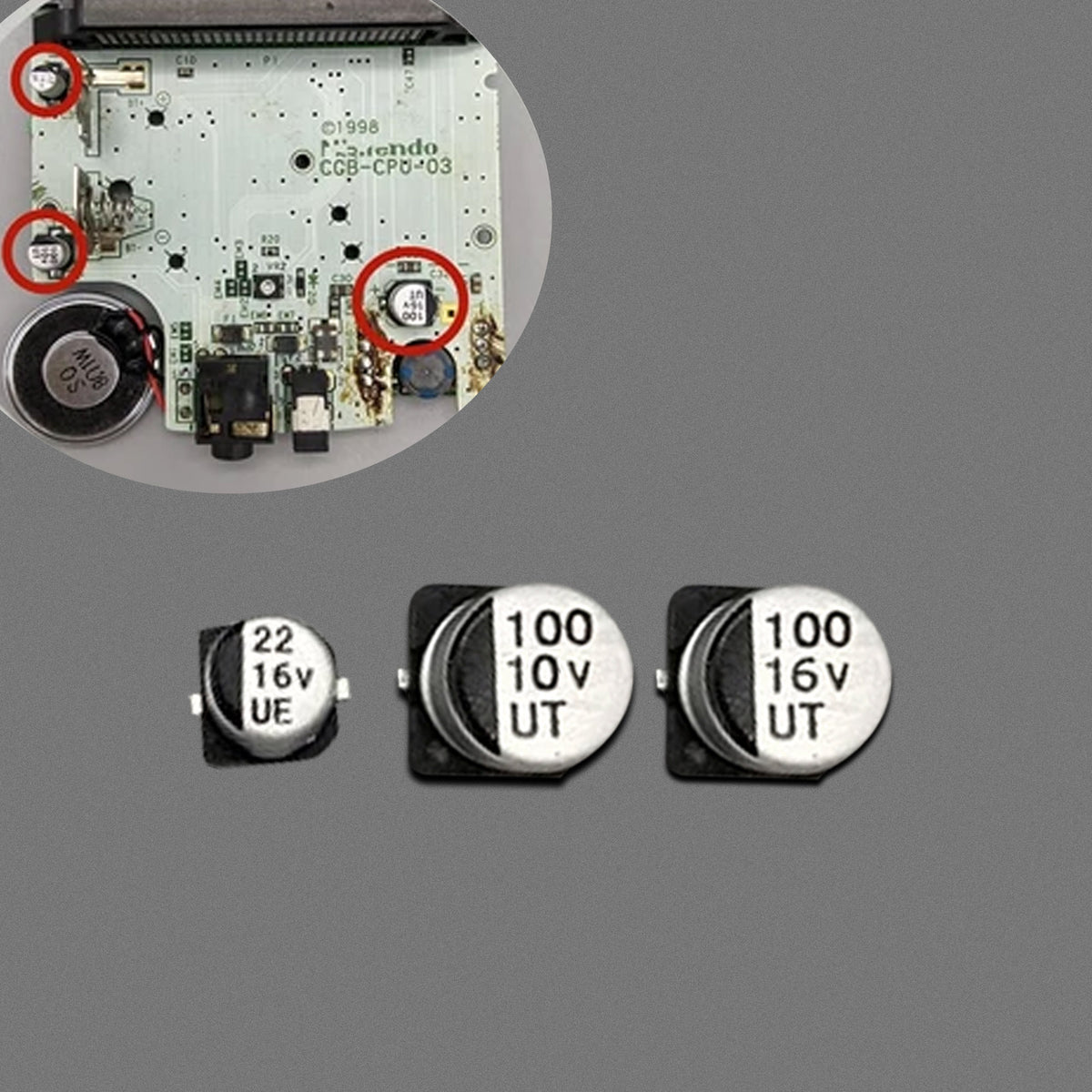 Game Boy Color Capacitor Repair Kit - Complete Set For GBC Motherboard (CGB-001)