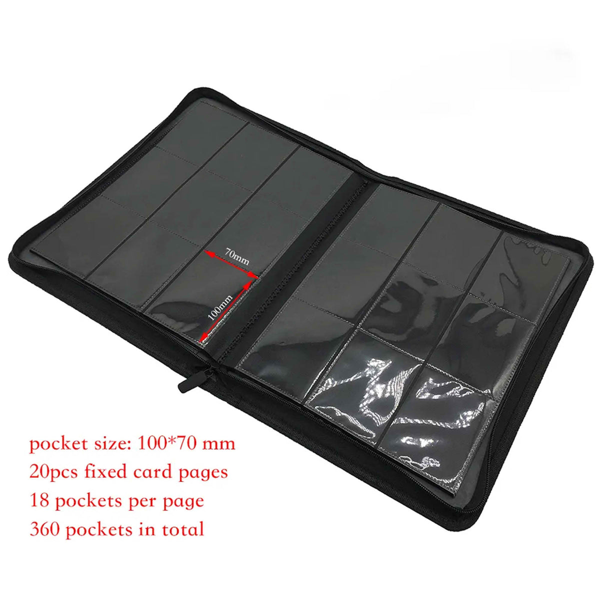 Side Loading Card Binder 360 Pockets with Zipper