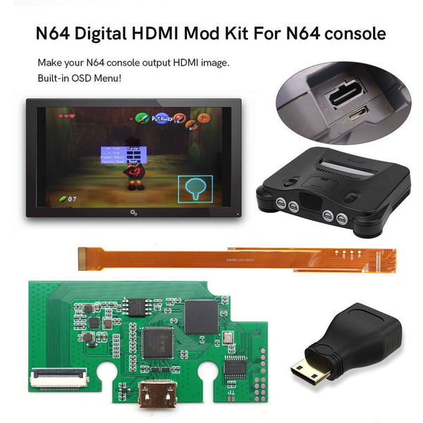 klo Athletic Bortset N64 HDMI-Compatible Mod Kit – Retro Game Repair Shop LLC