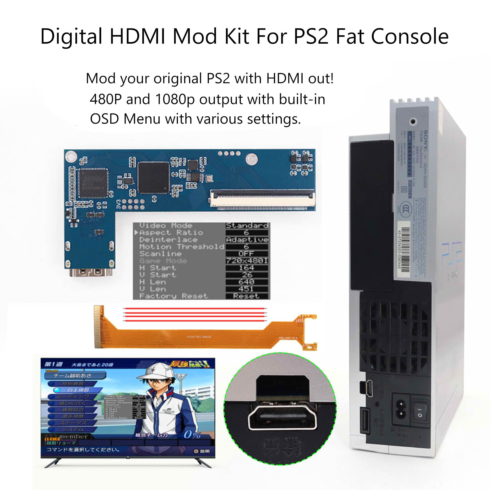 Sony PlayStation 2 HDMI Mod Kit - Hispeedido – Retro Game Repair Shop