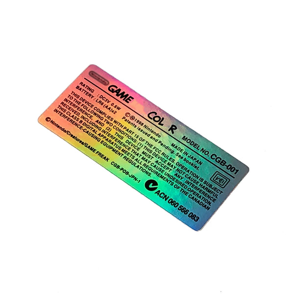 GBC Game Boy Color Holographic Model Label - Silver