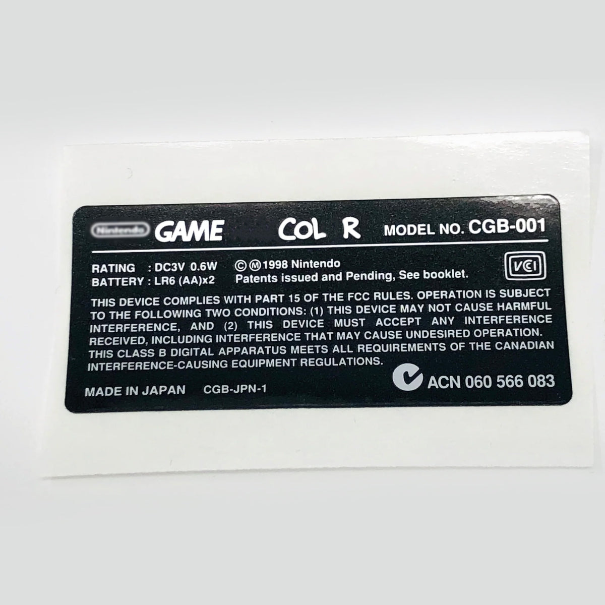 Game Boy Color [GBC] Model Sticker Label [Made in Japan] – Retro Game ...