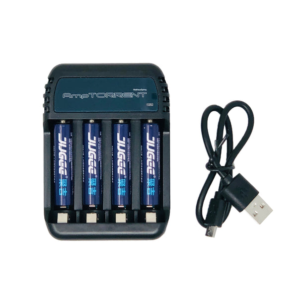 Jugee AAA Rechargeable 1.5V Constant Current Lithium Batteries with Charger