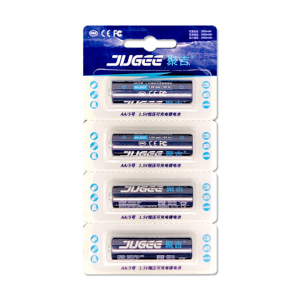 Jugee AA Rechargeable 1.5V Constant Current Lithium Batteries 4 Pack