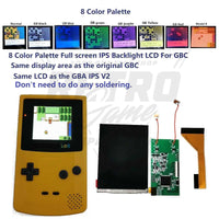 Game Boy Color IPS Backlight with Color Palettes and Button Controls - Hispeedido