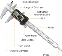 Digital Calipers 0-6 Inches Caliper Measuring Tool - Electronic Micrometer Caliper with Inch/Millimeter Conversion