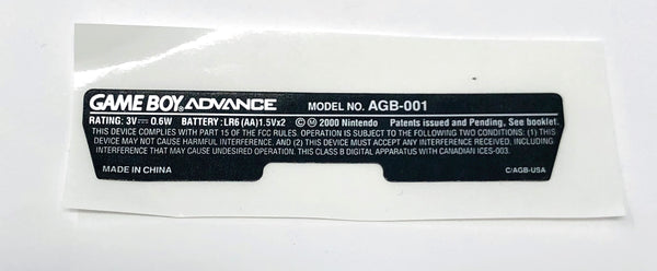 GameBoy Advance [GBA] Model Sticker