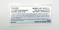 GameBoy Pocket [GBP] Model Sticker [Made in Japan]